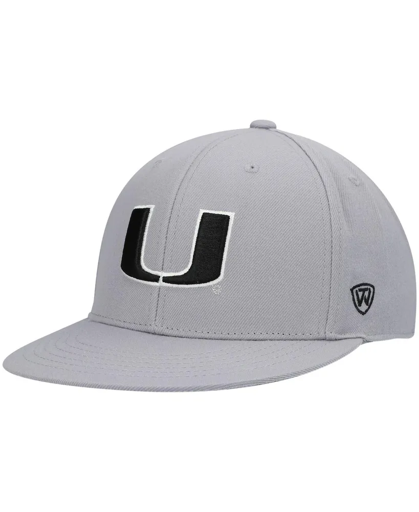 Men's Top of the World Gray Miami Hurricanes Fitted Hat