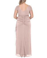 Xscape Plus Size Lace-Shoulder Gown