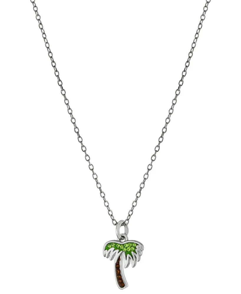 Giani Bernini Crystal Palm Tree 18" Pendant Necklace in Sterling Silver, Created for Macy's