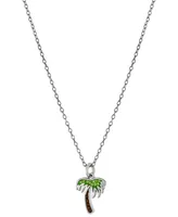 Giani Bernini Crystal Palm Tree 18" Pendant Necklace in Sterling Silver, Created for Macy's