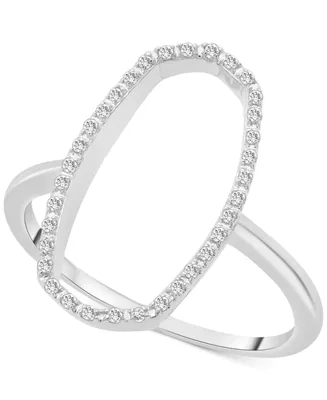 Wrapped Diamond Open Oval Frame Ring (1/10 ct. t.w.) in 14k Gold or 14k White Gold, Created for Macy's