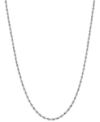 Glitter Rope Link 16" Chain Necklace (2mm) in 10k White Gold