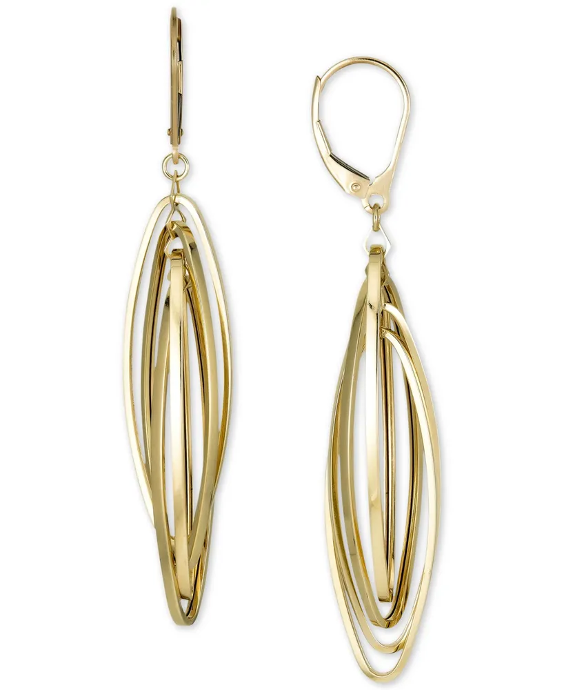 Orbital Open Navette Drop Earrings in 10k Gold