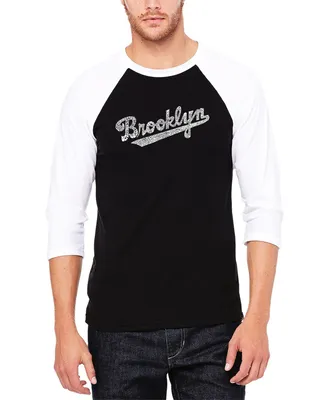 Men's Raglan Baseball Word Art Brooklyn Neighborhoods T-shirt