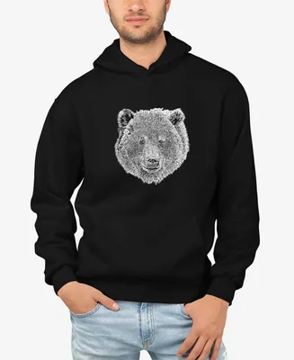 Men's Word Art Bear Face Hooded Sweatshirt