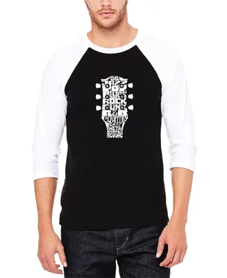 Men's Raglan Baseball Word Art Guitar Head Music Genres T-shirt