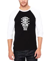 Men's Raglan Baseball Word Art Guitar Head Music Genres T-shirt