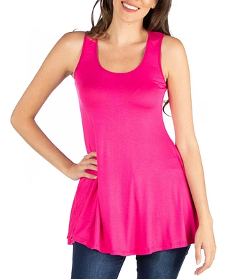 24seven Comfort Apparel Women's Scoop Neck Sleeveless Tunic Top