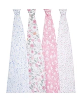 aden by aden + anais Baby Girls Floral Swaddle Blankets, Pack of 4