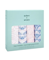 aden by aden + anais Baby Girls Deco Swaddle Blankets, Pack of 4