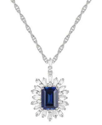 Lab-Grown Sapphire (2 ct. t.w.) & Lab-Grown White Sapphire (1 ct. t.w.) 18" Pendant Necklace in Gold-Plated Sterling Silver (Also in Lab