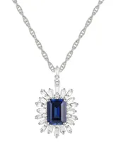 Lab-Grown Sapphire (2 ct. t.w.) & Lab-Grown White Sapphire (1 ct. t.w.) 18" Pendant Necklace in Gold-Plated Sterling Silver (Also in Lab