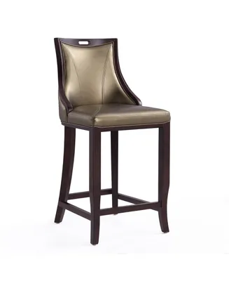Manhattan Comfort Emperor 19" L Beech Wood Faux Leather Upholstered Barstool