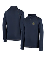 Big Boys Stitches Navy Milwaukee Brewers Raglan Quarter-Zip Jacket