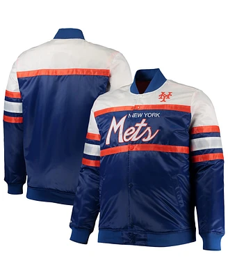 Men's Mitchell & Ness Royal, Orange New York Mets Big and Tall Coaches Satin Full-Snap Jacket