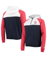 Men's New Era Navy, White Boston Red Sox Cooperstown Collection Quarter-Zip Hoodie