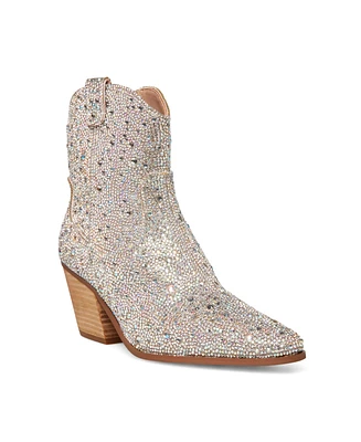 Betsey Johnson Women's Diva Rhinestone Western Cowboy Booties