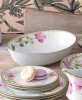 Noritake Poppy Place 32 Oz Oval Vegetable Bowl, 9.75" - White, Pink, Gold