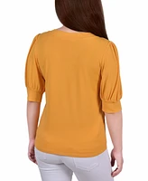 Women's Short Beaded Puff Sleeve Top