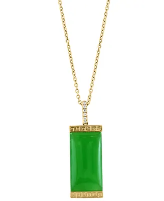 Effy Dyed Jade & Diamond Accent Rectangle 18" Pendant Necklace in 14k Gold