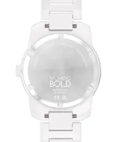 Movado Men's Swiss Bold Verso White Ceramic Bracelet Watch 42mm