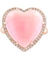 Effy Pink Opal (10-9/10 ct. t.w.) & Diamond (1/5 ct. t.w.) Heart Ring in 14k Rose Gold