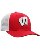 Men's Top of the World Red, White Wisconsin Badgers Trucker Snapback Hat