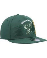 Men's New Era Hunter Green Milwaukee Bucks 2021 Nba Finals Champions Tear On The Court 9Fifty Snapback Hat