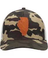 Men's Local Crowns Camo Illinois Icon Woodland State Patch Trucker Snapback Hat