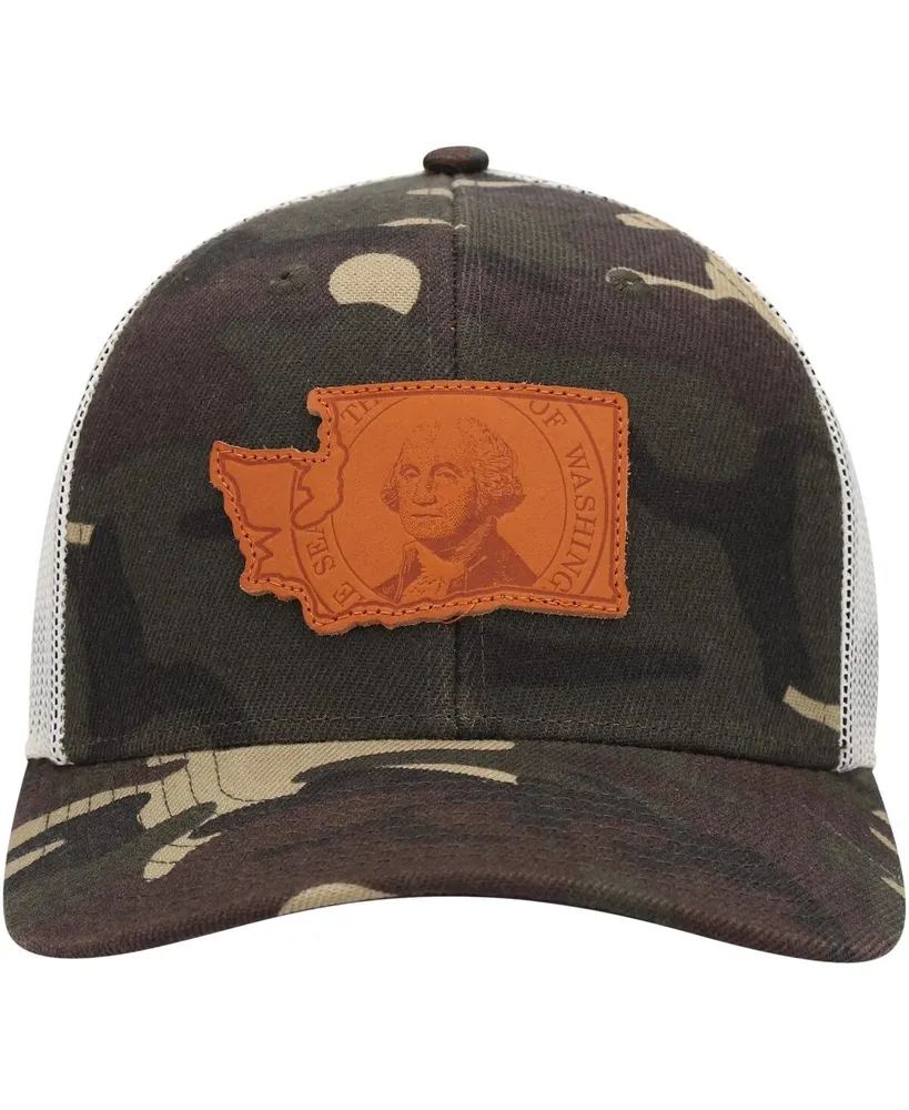 Men's Local Crowns Camo Washington Icon Woodland State Patch Trucker Snapback Hat