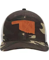 Men's Local Crowns Camo Oklahoma Icon Woodland State Patch Trucker Snapback Hat