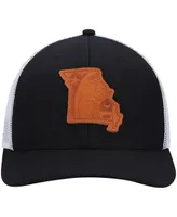 Men's Local Crowns Black Missouri Leather State Applique Trucker Snapback Hat