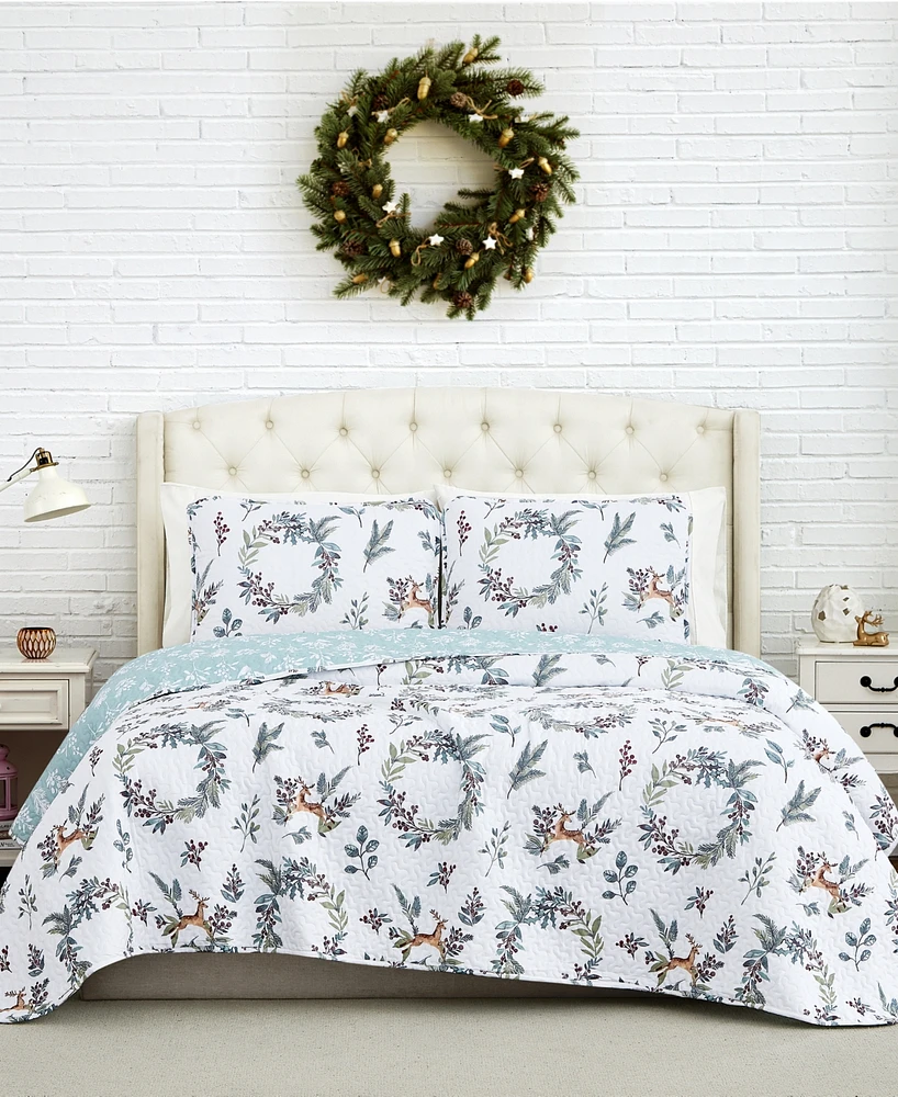 Southshore Fine Linens Happy Holidays Oversized Reversible 3-Pc. Quilt Set, Twin/Twin Xl