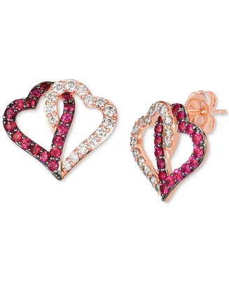 Le Vian Passion Ruby (5/8 ct. t.w.) & Nude Diamond (1/2 ct. t.w.) Interlocking Heart Stud Earrings in 14k Rose Gold