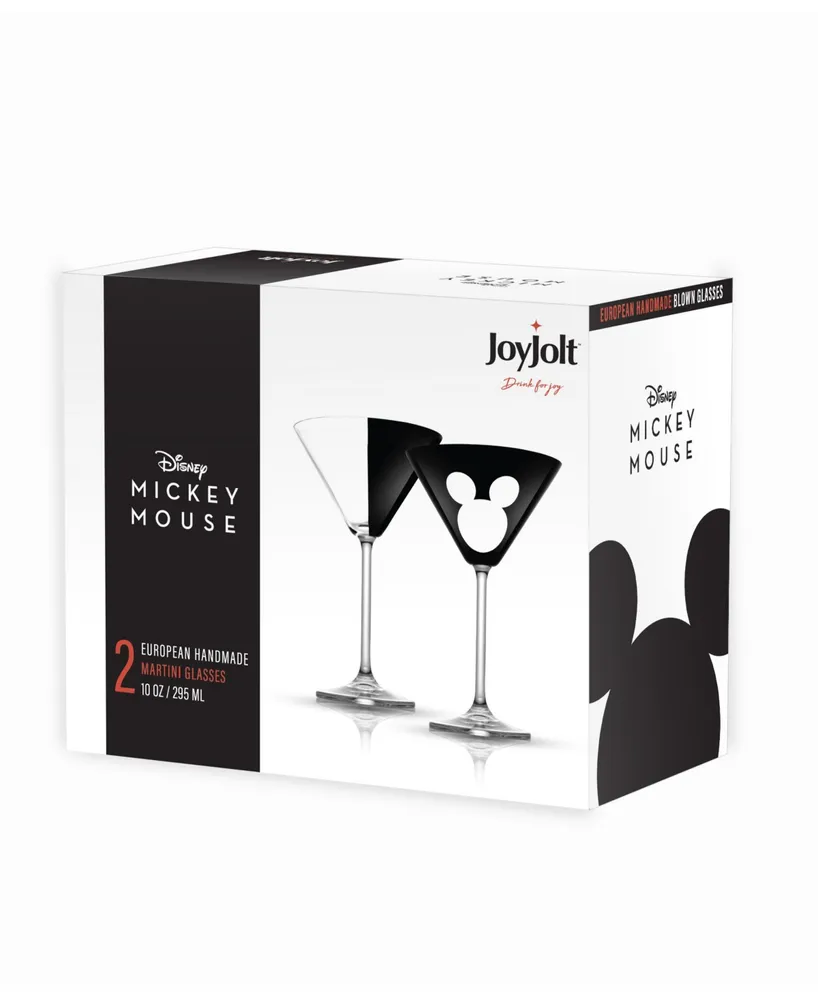 JoyJolt Disney Luxury Mickey Mouse Crystal 10 oz Martini Glass, Set of 2