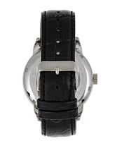 Heritor Automatic Sanford Semi-Skeleton Leather-Band Watch - Silver/Black