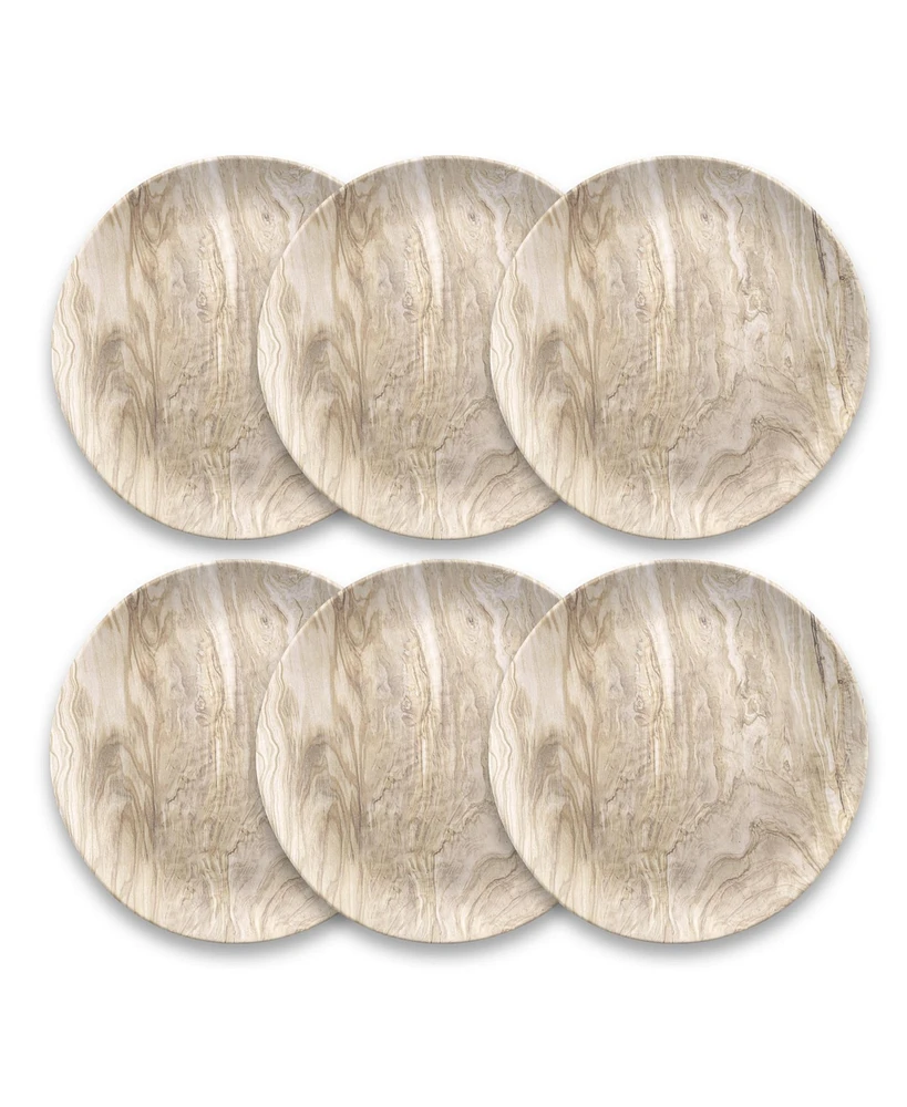 TarHong Melamine Faux Real Desert Wood Dinner Plates, Set of 6