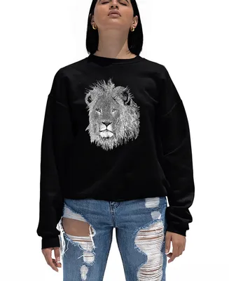 Women's Crewneck Word Art Lion Sweatshirt Top