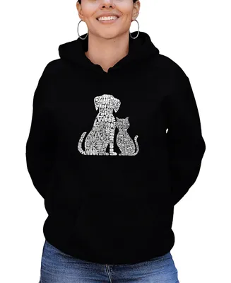 Women's Hooded Word Art Dogs and Cats Sweatshirt Top