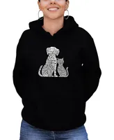 Women's Hooded Word Art Dogs and Cats Sweatshirt Top