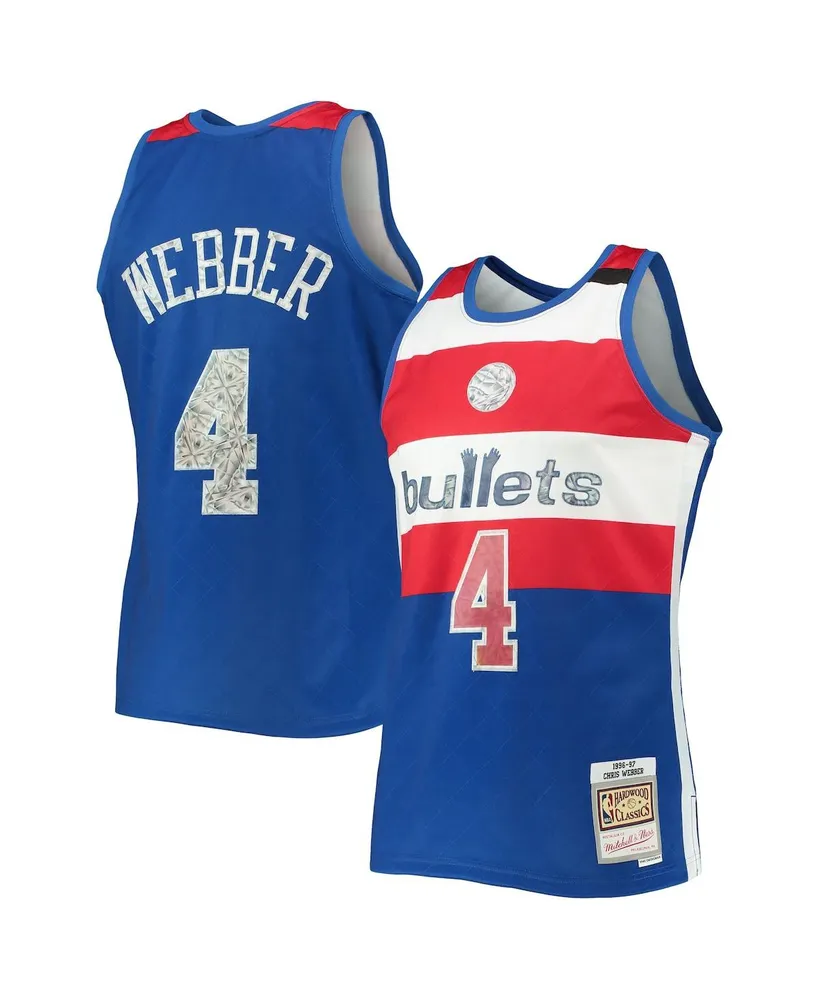 Men's Mitchell & Ness Chris Webber Blue Washington Bullets 1996-97 Hardwood Classics 75th Anniversary Diamond Swingman Jersey