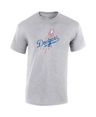 Big Boys Los Angeles Dodgers Distressed Logo T-shirt - Gray