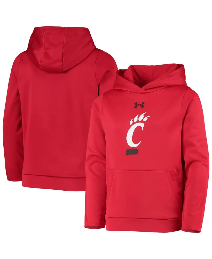 Big Boys Under Armour Red Cincinnati Bearcats Logo Pullover Hoodie