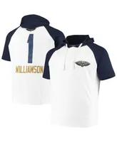 Men's Zion Williamson White and Navy New Orleans Pelicans Player Raglan Pullover Hoodie