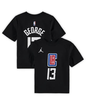 Preschool Boys and Girls Jordan Paul George Black La Clippers Statement Edition Name Number T-shirt