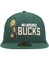 Men's New Era Hunter Green Milwaukee Bucks Champs Trophy 59Fifty Fitted Hat