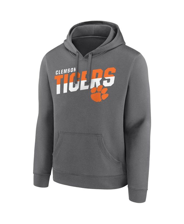 Men's Fanatics Heathered Charcoal Clemson Tigers Quick Slant Pullover Hoodie