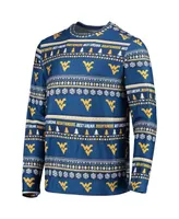 Men's Concepts Sport Navy West Virginia Mountaineers Ugly Sweater Long Sleeve T-shirt and Pants Sleep Set