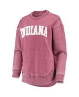 Women's Pressbox Crimson Indiana Hoosiers Vintage-Like Wash Pullover Sweatshirt