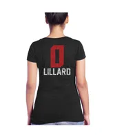 Women's Majestic Threads Damian Lillard Black Portland Trail Blazers Name & Number Tri-Blend V-Neck T-shirt